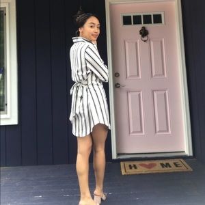 Long sleeve striped shirt dress